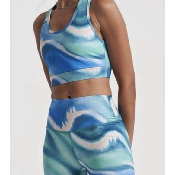 SPLITS59 SET - BLUE/GREEN TIE DYE GERI BRA TOP & LIV HIGH WAIST LEGGINGS - Picture 2 of 15